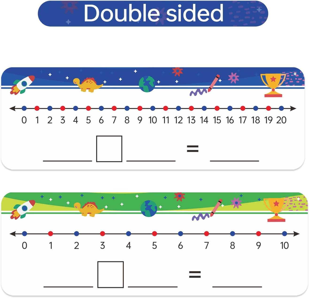 32 Packs Numbers Line Dry Erase Board Cards, 4"x12" Double Sided Numbers Line Dry Erase Board, 0-10 on one Side and 0-20 on The Other Side; Classroom Must Haves Home Desktop Portable Math Whiteboards