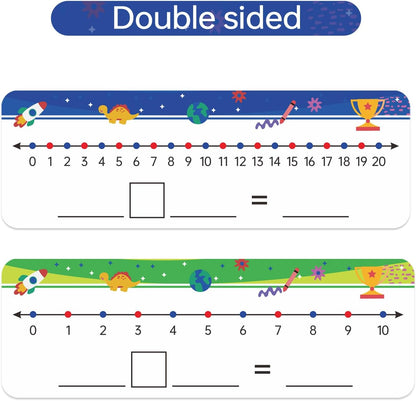 32 Packs Numbers Line Dry Erase Board Cards, 4"x12" Double Sided Numbers Line Dry Erase Board, 0-10 on one Side and 0-20 on The Other Side; Classroom Must Haves Home Desktop Portable Math Whiteboards