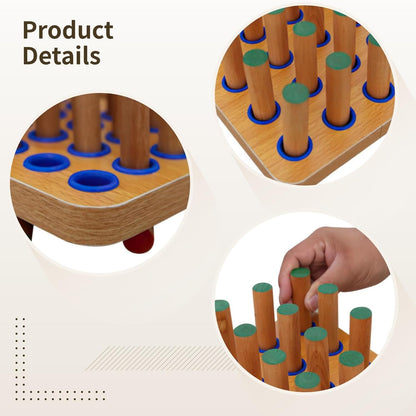 Peg Board for Hand-Eye Coordination Training, Wooden Finger Board for Stroke Therapy and Fine Motor Skills, Includes 20 Pegs, 7.1 x 5.5 x 0.8 in, Smooth Natural Wood Finish
