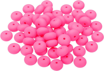 PATIKIL 14mm Silicone Beads, 60PCS Silicone Beads Bulk Abacus Spacer Beads Lentil Focal Cute for Pens Keychain Bracelets Necklace, Black