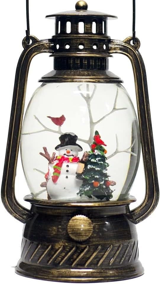 Musical Christmas Snow Globes Lantern, 7.87" Lighted Electric Snowglobes with 8 Holiday Songs 6H Timer Dual Power, Snowman Christmas Ornaments Snow Globe for Kids Adults Xmas Decor Gifts for Men Women