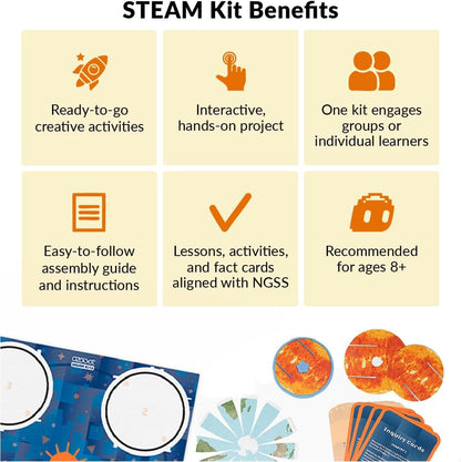 Ozobot OzoGoes to Sun, Earth & Moon STEAM Kit, Ages 8+, Learn Celestial Movements, Critical Thinking, NGSS Aligned, Group Learning, Assembly Guide, QR Digital Lessons, Robot Not Included