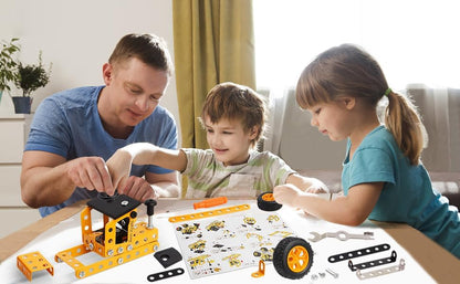 Buildable 3D Metal Engineering Kit 194-Piece STEM Set for Ages 8-16 Develops Logic Skills DIY Project Ideal Gift for Kids (Blue)