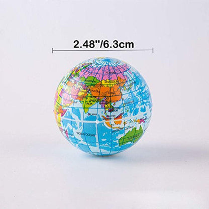 2.48'' Mini Squeezable Globe Stress Balls,Tension Reliver Balls,Party Favor,Soft PU Globe Ball,Earth Pattern,Party Toys