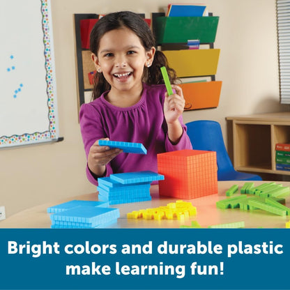 Learning Resources Brights! Base 10 Starter Set - 100 Piece Set, Ages 6+, 1+ Grade, Math Manipulatives, Teacher Supplies, Back to School