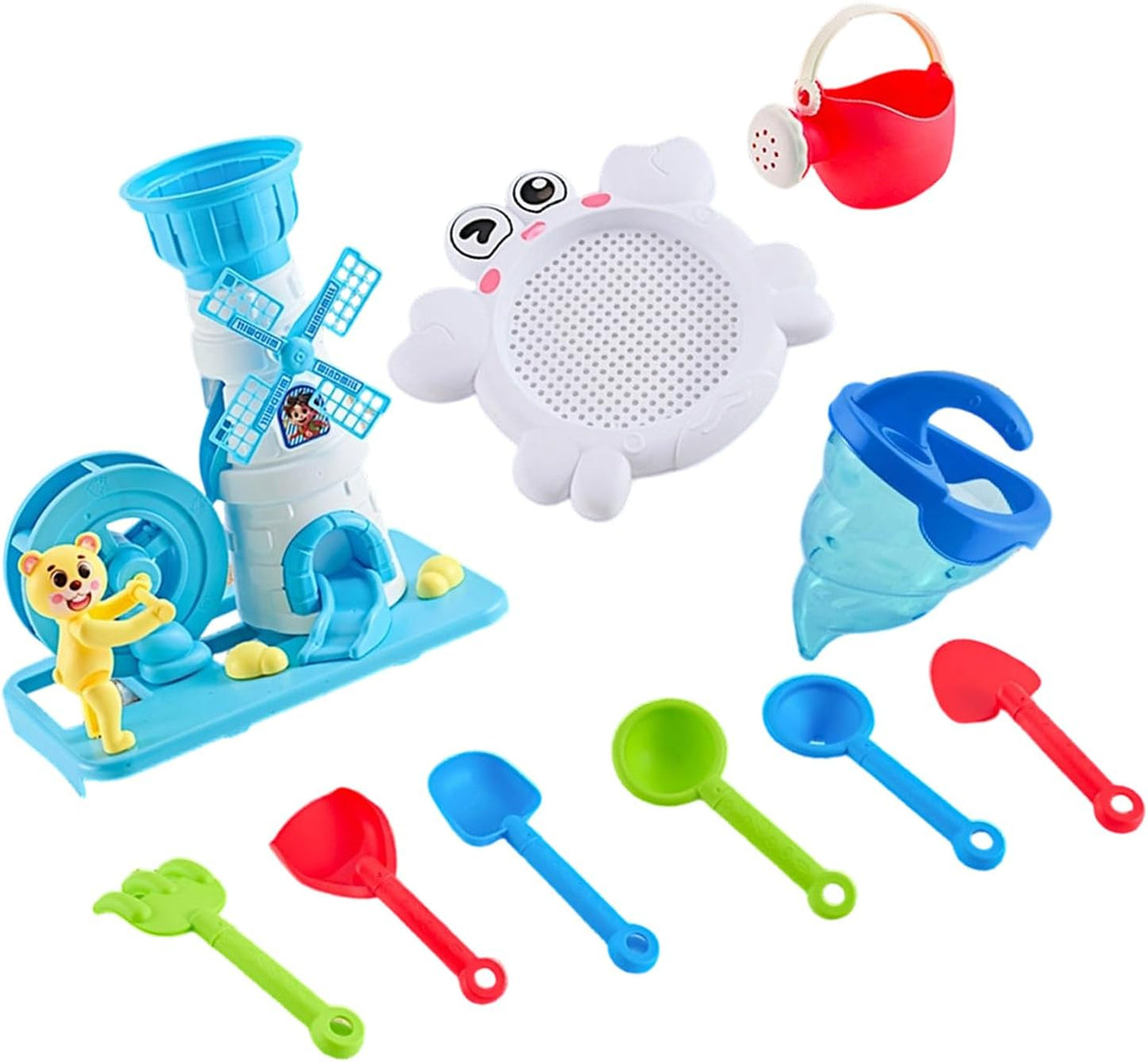 14Pcs Colorful Sand and Water Toy Set for Outdoor Beach Pool Sensory Play Activities Toddler Beach Bath Toy with Tools