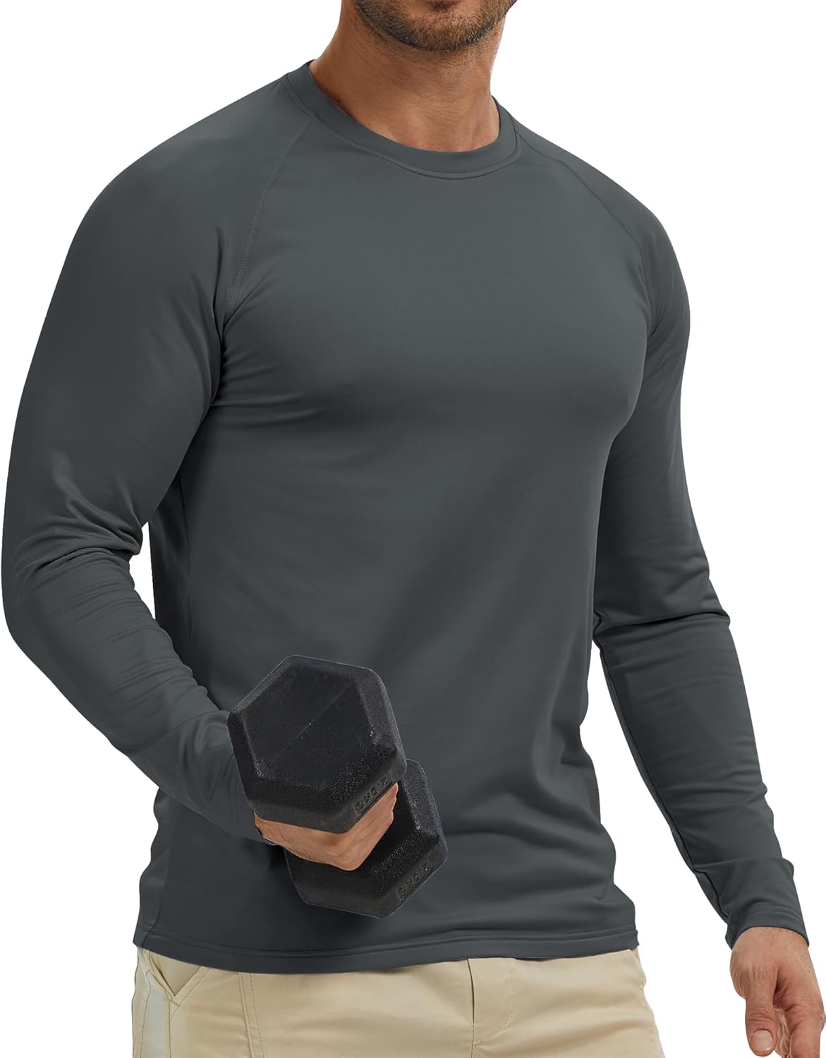 Men's Thermal Shirts Long Sleeve Fleece Lined Crew Neck Base Layer Athletic Workout Tops