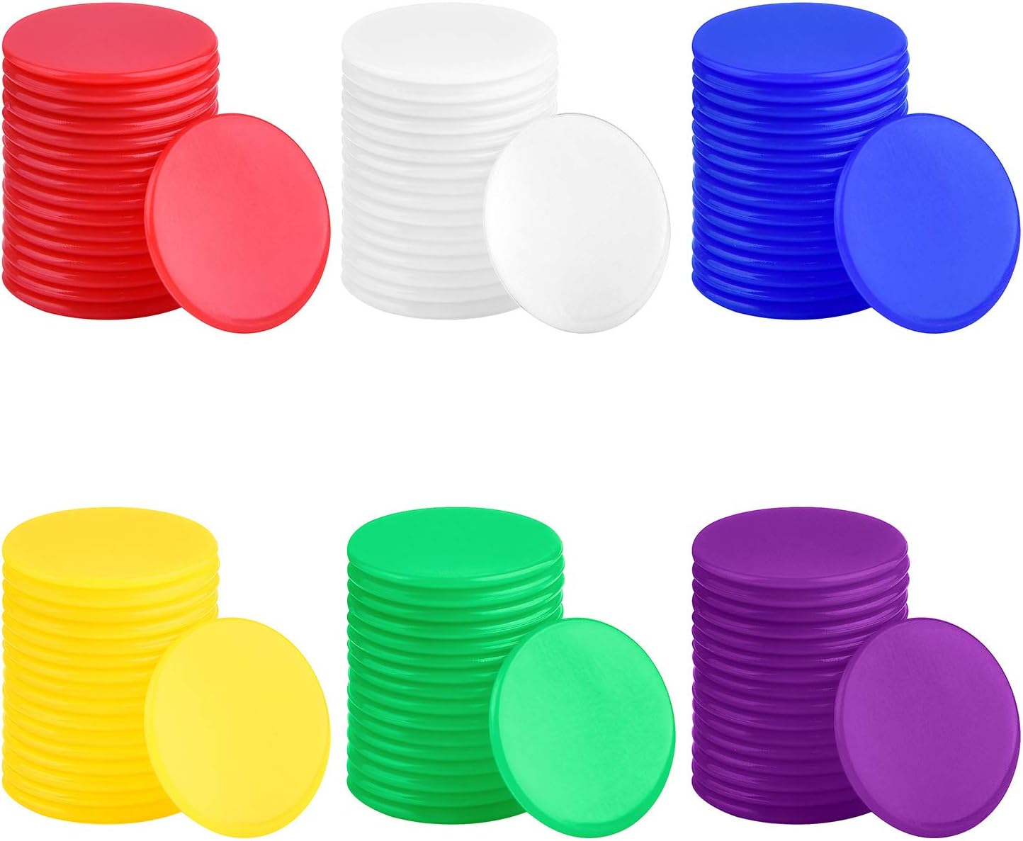 Coopay 1000 Pieces 1 Inch Bingo Chips Bulk, 10 Colors Bingo Markers for Math Practice, Plastic Learning Counters Disks Counting Discs, Poker Chips Game Tokens Kids Reward