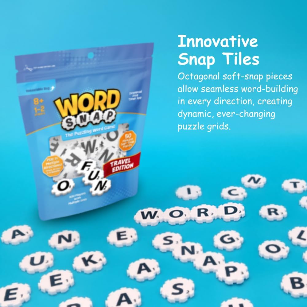 Word Strategy Game with Travel Bag, Word Puzzle for Adults, Family, and Kids, Fun Game for Ages 8+, 1-4 Players