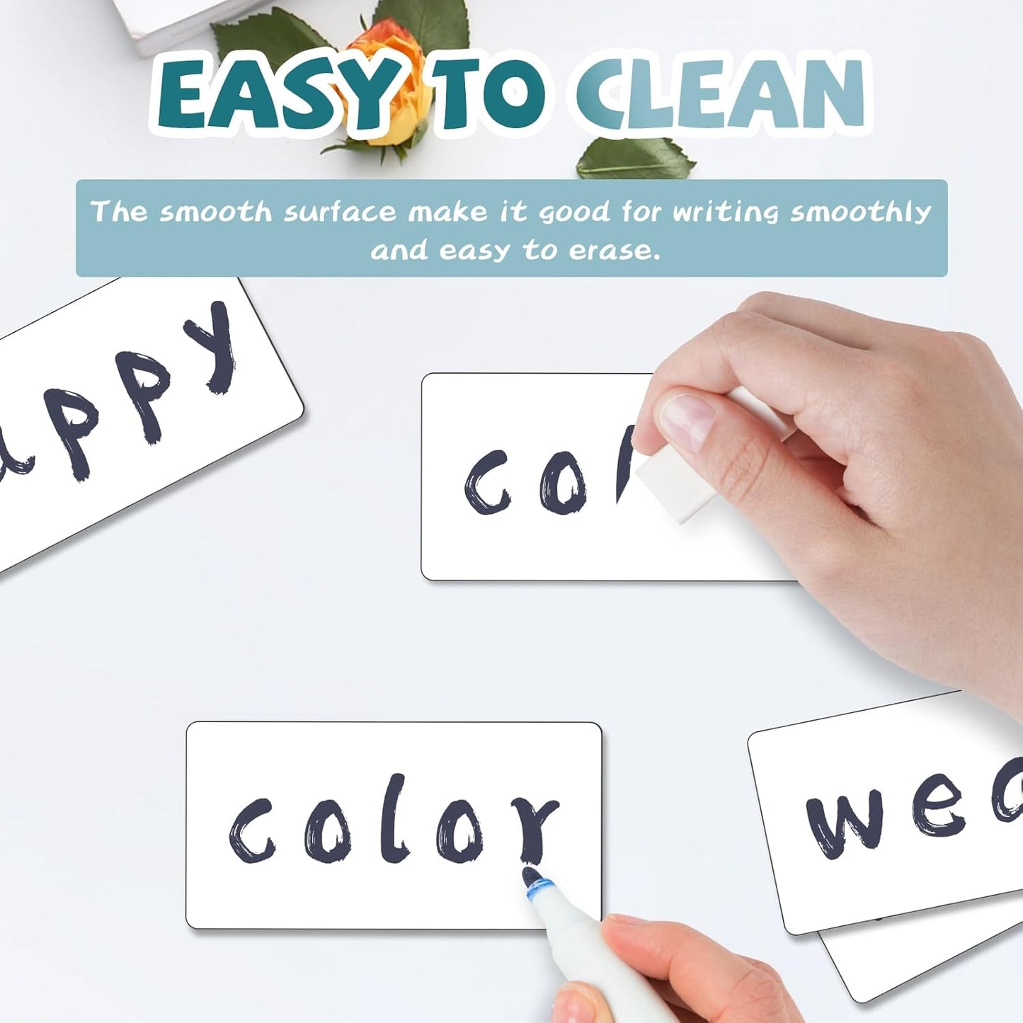 50 Pcs 4'' x 2'' Reusable Dry Erase Blank Magnetic Labels for Whiteboards