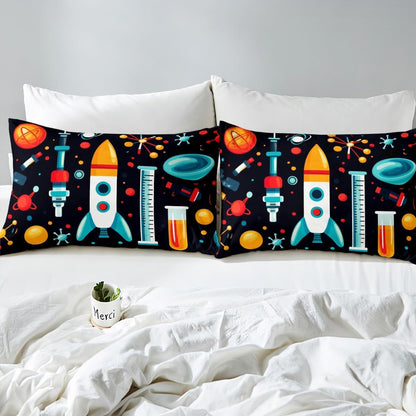 Chemistry Bed Sheets for Kids Teens Girls Boys,Chemical Experiment Fitted Sheet Twin,Science Themed Sheets for Math Lovers,Chemistry Lab Bedding Set,White and Black