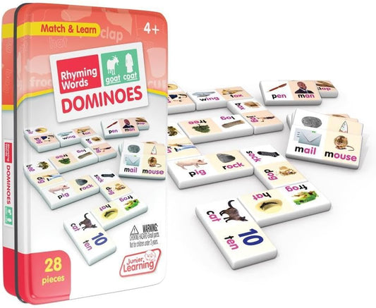 Junior Learning Rhyming Word Dominoes Educational Action Games, Multi, Model: JL490