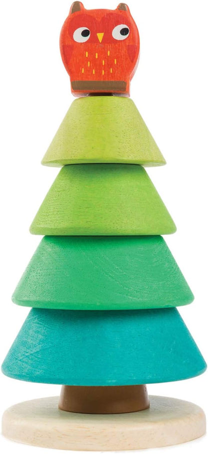 Tender Leaf Toys - Stacking Fir Tree - Wooden Tree Top Sorter and Stacker - Educational Toy for 18m+