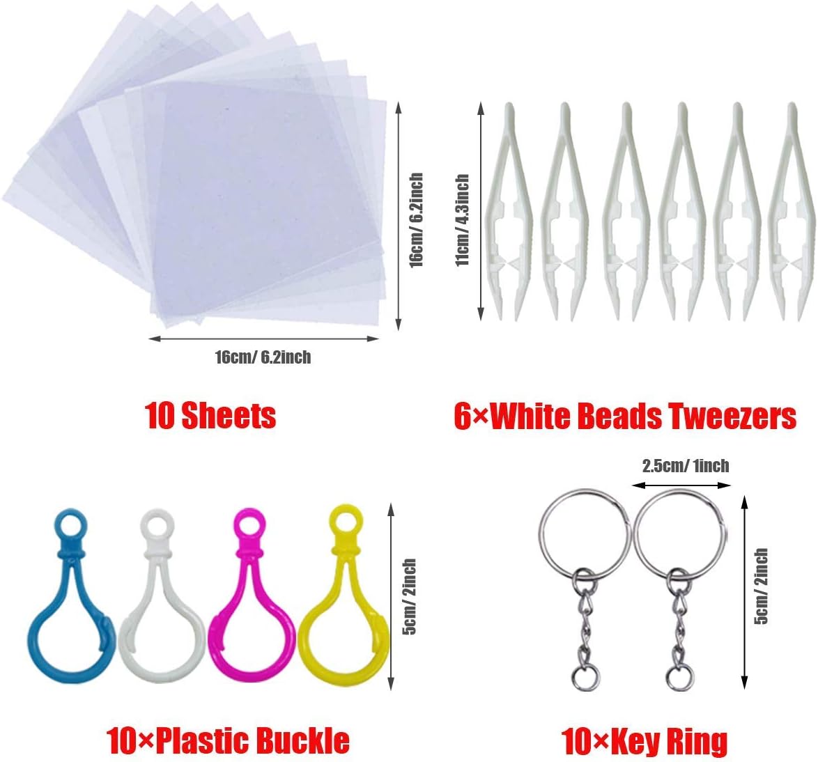 5 mm 6 Pack Fuse Beads Boards Allazone Large Round Square Clear Plastic Pegboards with 4 PCS White Beads Tweezers, 10 PCS Ironing Paper for Kids Craft Supplies