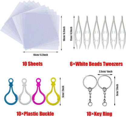 5 mm 6 Pack Fuse Beads Boards Allazone Large Round Square Clear Plastic Pegboards with 4 PCS White Beads Tweezers, 10 PCS Ironing Paper for Kids Craft Supplies