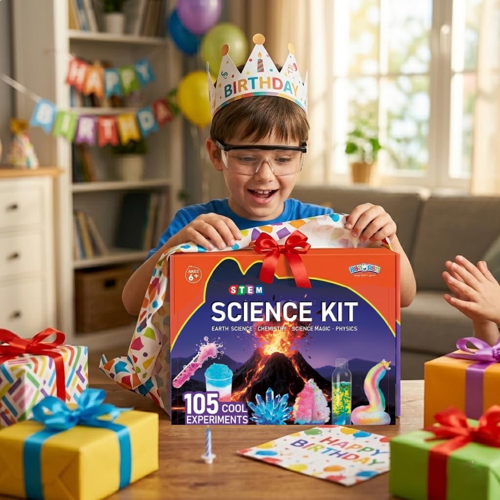 BenBen Science Kit for Kids Ages 8-12, 105 Hands-On Science Experiments with Paintable Volcano, Slime & Tornado Lab, STEM Gift for Boys Girls