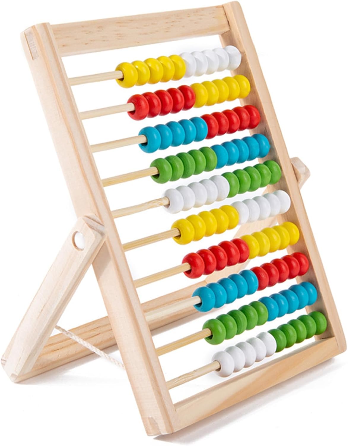 Abacus for Kids Math with Multi-Color Beads, 10-Row Wooden Abacus for Toddlers 3-5, Counting Blocks, Preschool Math Learning Tools for Kids 6-8
