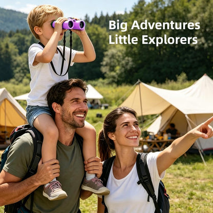 Binoculars for Kids 8-12, 10x25 Kids Binoculars for Nature Exploration, HD Childrens Binocular for Bird Watching, Hiking, Camping, Outdoor Adventure - Purple