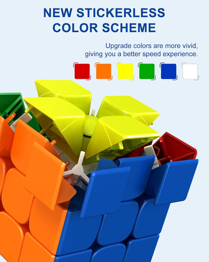 CFMOUR Speed Cube 3x3x3 - Moyu Meilong 3C, Stickerless Magic Cube 3x3, Fast Smooth Turning Vivid Colour 3D Puzzle Brain Toy Travel Games, Turns Quicker Than Original