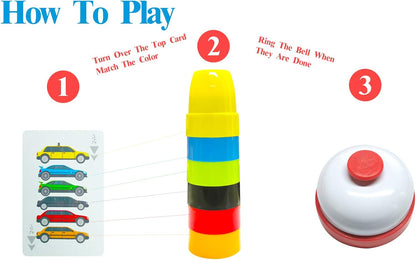 Quick Cups Games for Kids Intellectual Flying Stack Cups,Stacking Cups Games Parent-Child Interactive Game with 24 Picture Cards, 30 Cups