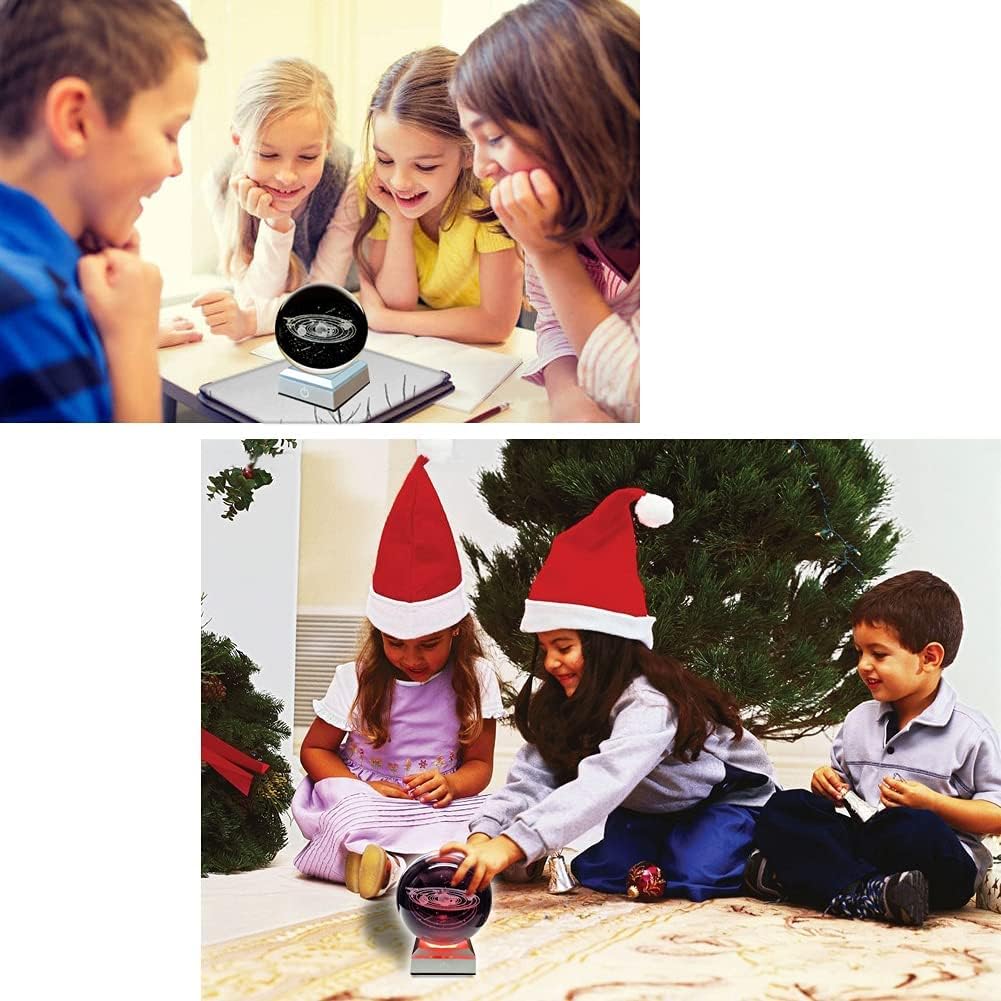 3D Solar System Crystal Ball with LED Touch Base,Solar System Night Light Lamp Gift,Indoor Figurine Lamps Light for Birthday,Christmas,Wedding,Graduation(8cm)