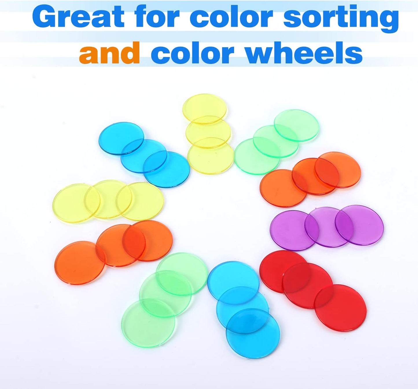 GSE Games & Sports Expert Blue Bingo Chips, 500 Pieces 3/4-Inch High-Contrast Transparent Counting Chips for Bingo Games, Parties