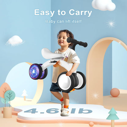Gamfeiny Colorful Lighting Baby Balance Bike Toys for 1 Year Old Boy Girl Gifts, 10-36 Month Toddler Balance Bike, No Pedal 4 Silence Wheels & Soft Seat First Riding on Toys, 1st Birthday Gifts