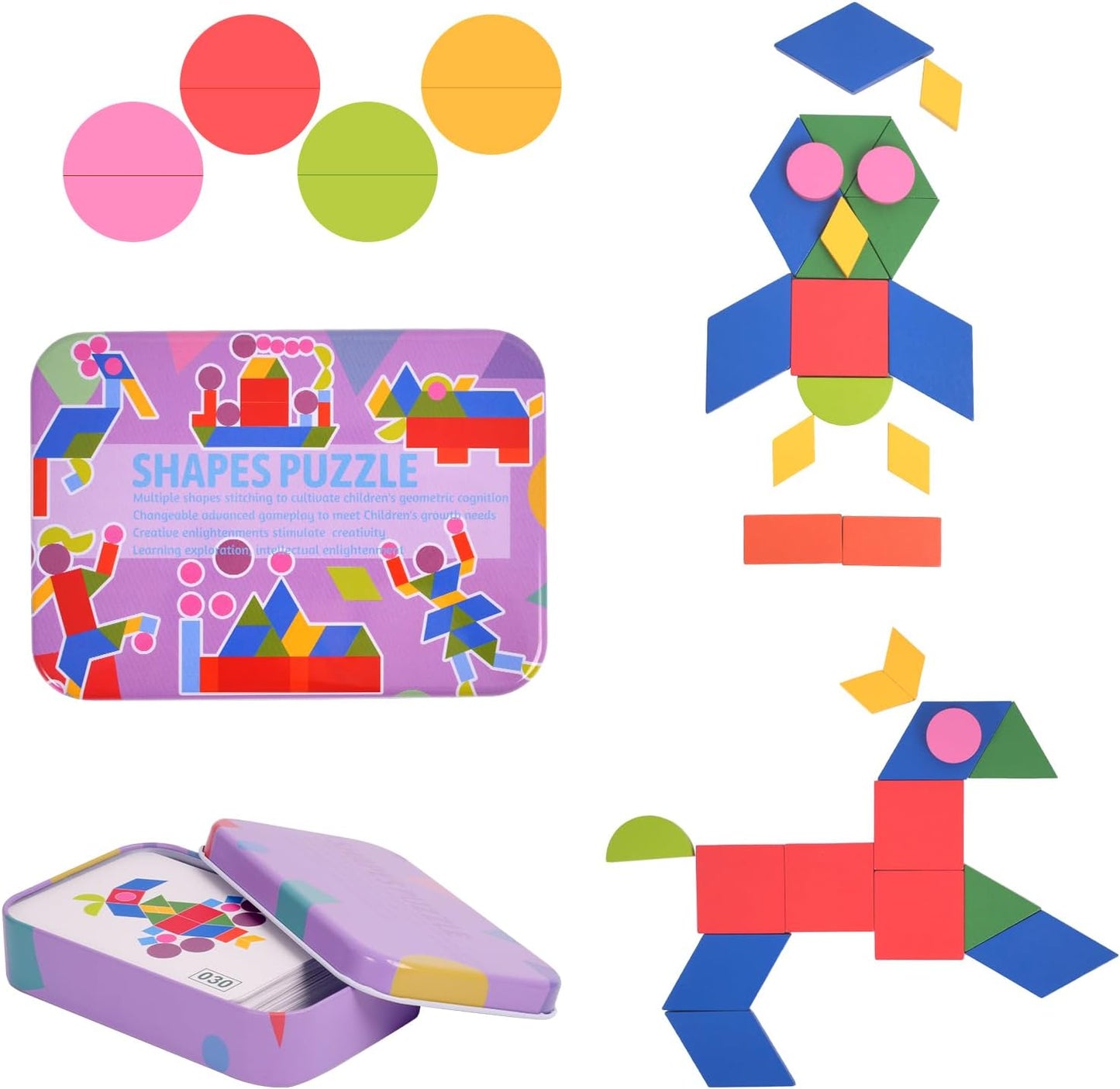 Wooden Tangrams Pattern Blocks, Cognitive Difficulties for Elderly People, Brain-Boosting Crafts Activities for Elderly（Elephant Style）