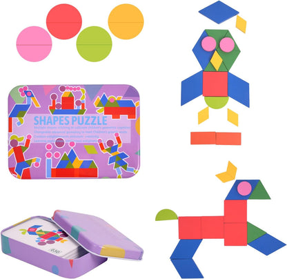 Wooden Tangrams Pattern Blocks, Cognitive Difficulties for Elderly People, Brain-Boosting Crafts Activities for Elderly（Elephant Style）