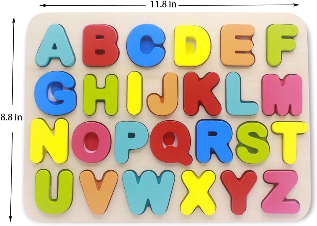 You&Xi Toddler Puzzles for Kids Age 3-4 Years Old-Wooden Learning Alphabet Preschool Puzzles…