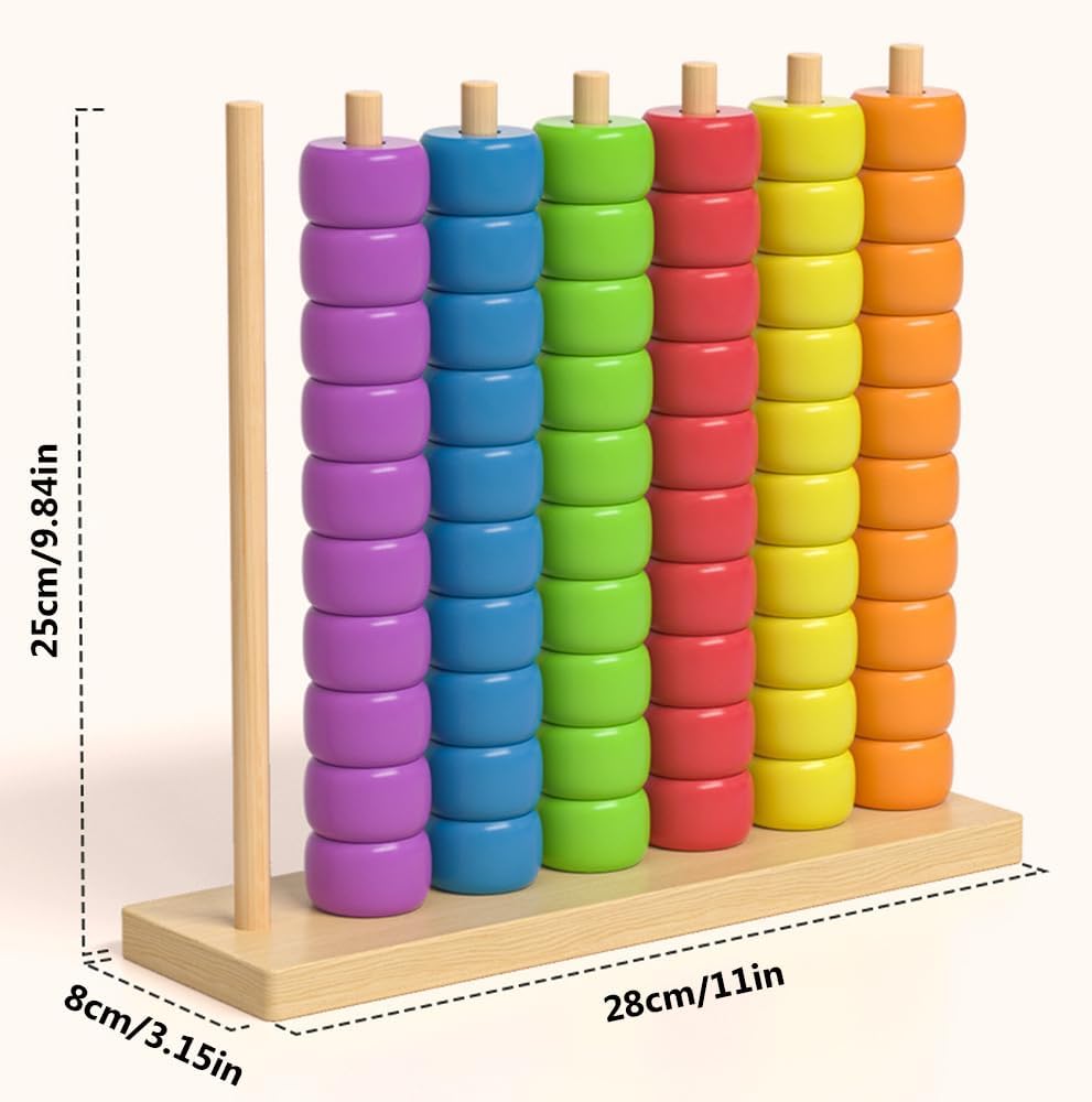 Color Matching Stacking Puzzle Game, Fast Pattern Challenge Ring Stack Puzzle for 2 Players, Competitive Tabletop Puzzle Game Set Including Shelves and Rings (1pcs)