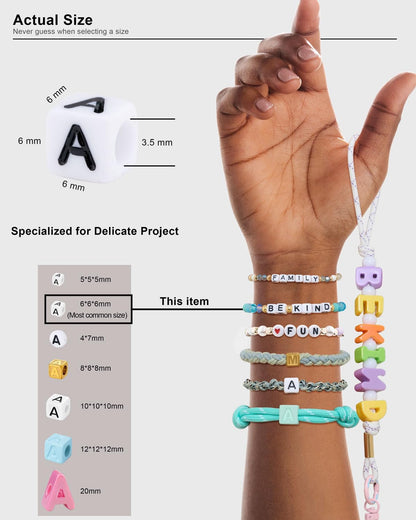DoDoBeads 1270 Pcs Letter Beads Kit, White and Colorful Square Acrylic Alphabet Beads with Extra Vowels, Numbers & Spacers, Perfect for Friendship Bracelets
