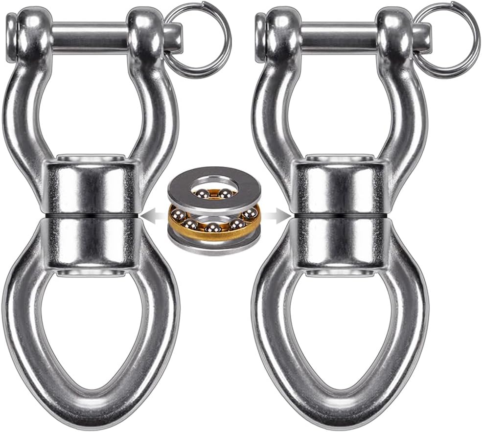 SELEWARE Silent Bearing Swing Swivel, 360° Rotational Device Hanging Accessory with Removeable Buckle for Tree Swing, Hammock Chair, Climbing Rope, Yoga, Kids Swing Swivel 1200LB Capacity, 2 Pack