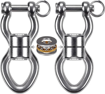 SELEWARE Silent Bearing Swing Swivel, 360° Rotational Device Hanging Accessory with Removeable Buckle for Tree Swing, Hammock Chair, Climbing Rope, Yoga, Kids Swing Swivel 1200LB Capacity, 2 Pack