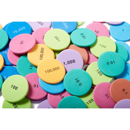hand2mind Soft Foam Place Value Disks 4 Values, Counting Chips for Kids, Math Counters Kindergarten, Math Teacher Supplies, Base 10 Math Manipulatives for Elementary School (Pack of 200)