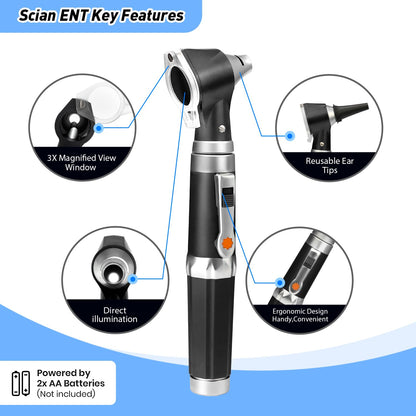 Scian Otoscope - Ear Scope with Light, Ear Infection Detector and Pocket Ear Checker Kit with 3X Magnify Lens, Suitable for Kids, Adults, Doctors, Pets(Pink)