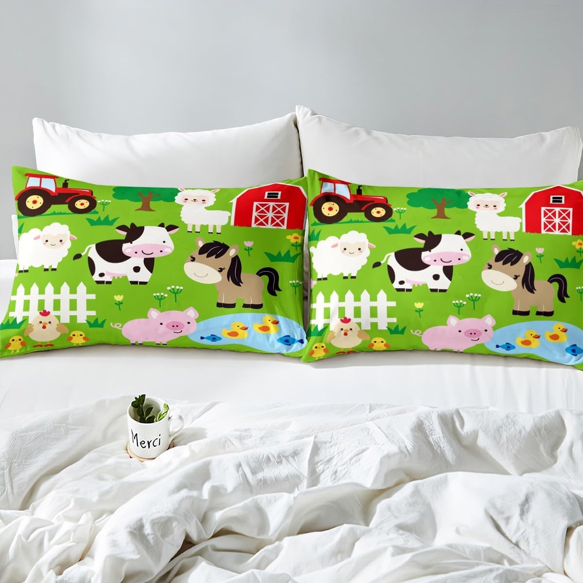Manfei Musical Kids Fitted Sheet Full Size, MusicalGuitar Radio Drum Kit Headset Print Bedding Set 3pcs for Boys Girls, Rock Music Bed Cover with 2 Pillowcases, Soft Polyester Bedding, No Top Sheet