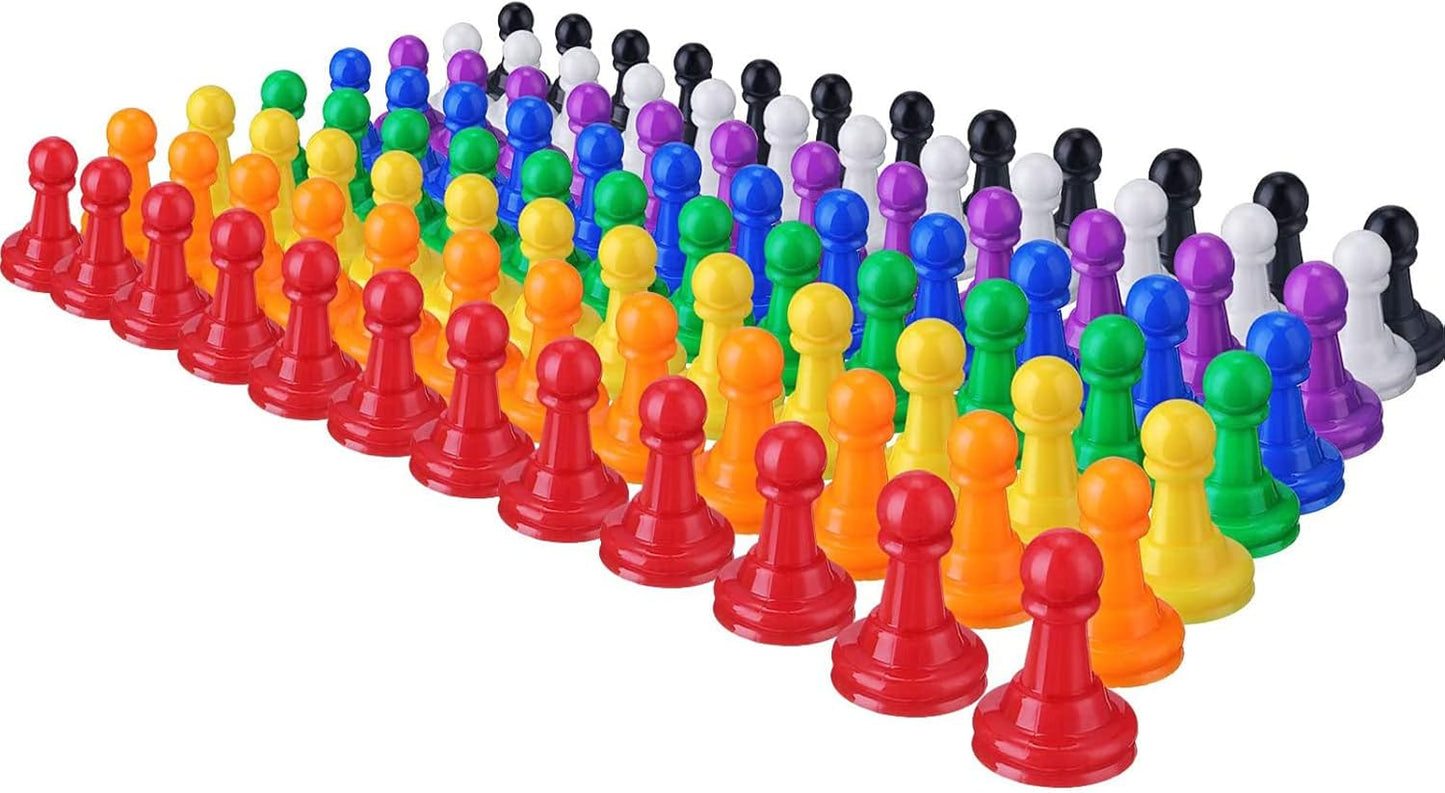 Hestya 96 Pcs Board Game Pieces Multicolor Plastic Pawn Pieces for Board Chess Components 1 Inch Pawns Tabletop Markers Arts and Crafts
