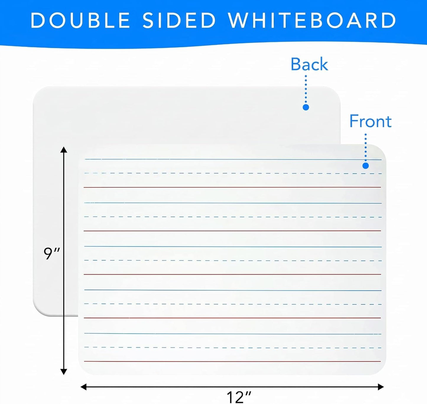 Small White Board 9X12, Small Dry Erase Board 2 Pack Whiteboard Dry Erase Double Sided with Lines Mini Whiteboard, Lapboard Ideal for Homeschool, Office, Classroom White Boards for Kids