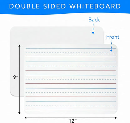 Small White Board 9X12, Small Dry Erase Board 2 Pack Whiteboard Dry Erase Double Sided with Lines Mini Whiteboard, Lapboard Ideal for Homeschool, Office, Classroom White Boards for Kids