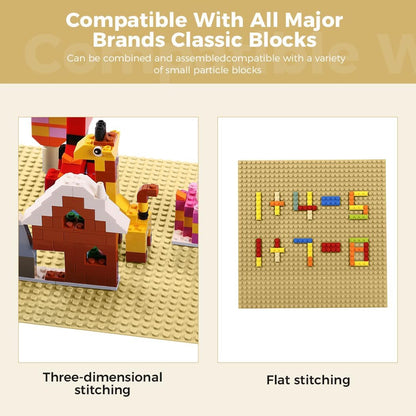 Classic Baseplates Building Plates-10" x 10" Building Boards,100% Compatible with All Major Brands and Activity Table, Creative Platforms Mats for Toy Bricks (Sand, 8 Pack)
