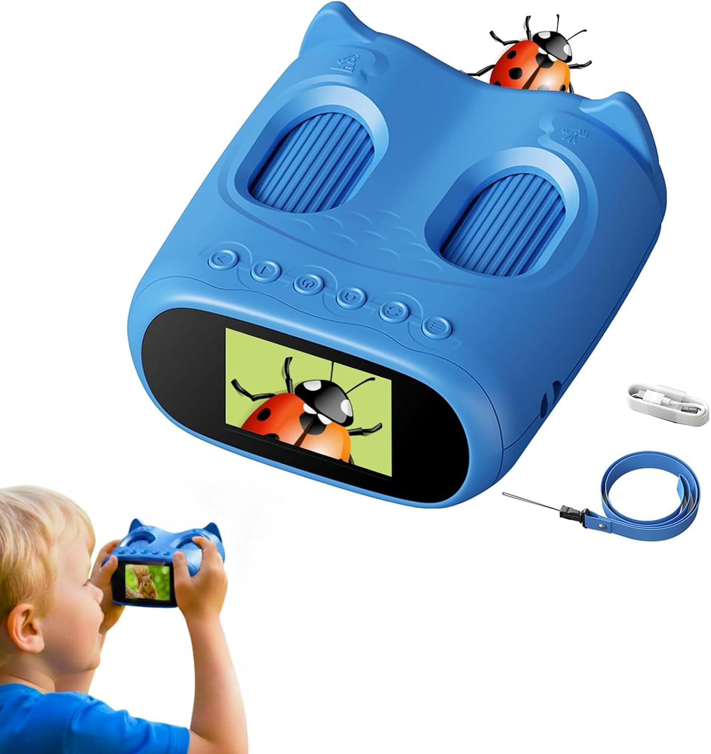 1000X Digital Handheld Microscope for Kids 2.0" IPS Screen Portable Rechargeable 1080P HD Video Photo Microscope Telescope Cute Owl STEM Toy for Boys Girls Age 3-6 6-12