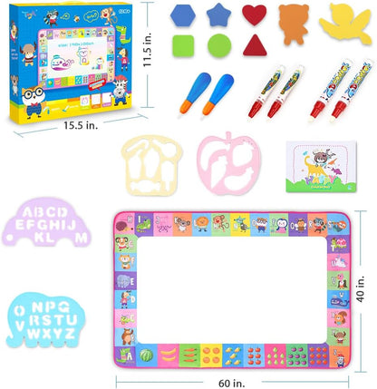 Water Doodle Mat - Kids Painting Writing Doodle Toy Board - Color Doodle Drawing Mat Bring Magic Pens Educational Toys for Age 3 4 5 6 7 8 9 10 11 12 Year Old Girls Boys Age Toddler Gift (Pink)