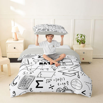 Erosebridal Chemistry Lab Bedding Set Twin Size Chemical Equation Duvet Cover for Boys Girls Chemical Elements Science Theme Comforter Cover Teens Kids Science Students Bedding School Dorm Room Decor