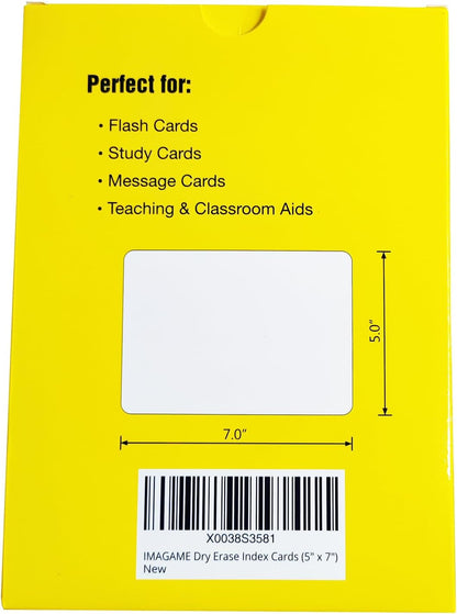 IMAGAME Dry Erase Index Cards, 3” x 5”, 55pcs Laminated Cards, Both Sides Blank, Reusable Dry Erase Note Cards for School, Office, Home, to Do Lists, Multipurpose Index Card Sheets