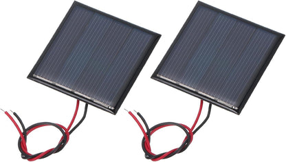 MECCANIXITY 2 Pcs 5.5V 0.44W 70mA Mini Solar Panels, Small Polycrystalline Solar Cell Panel with 2 Cable for DIY Electric Toy Materials Kits Charger, 60mm x 60mm