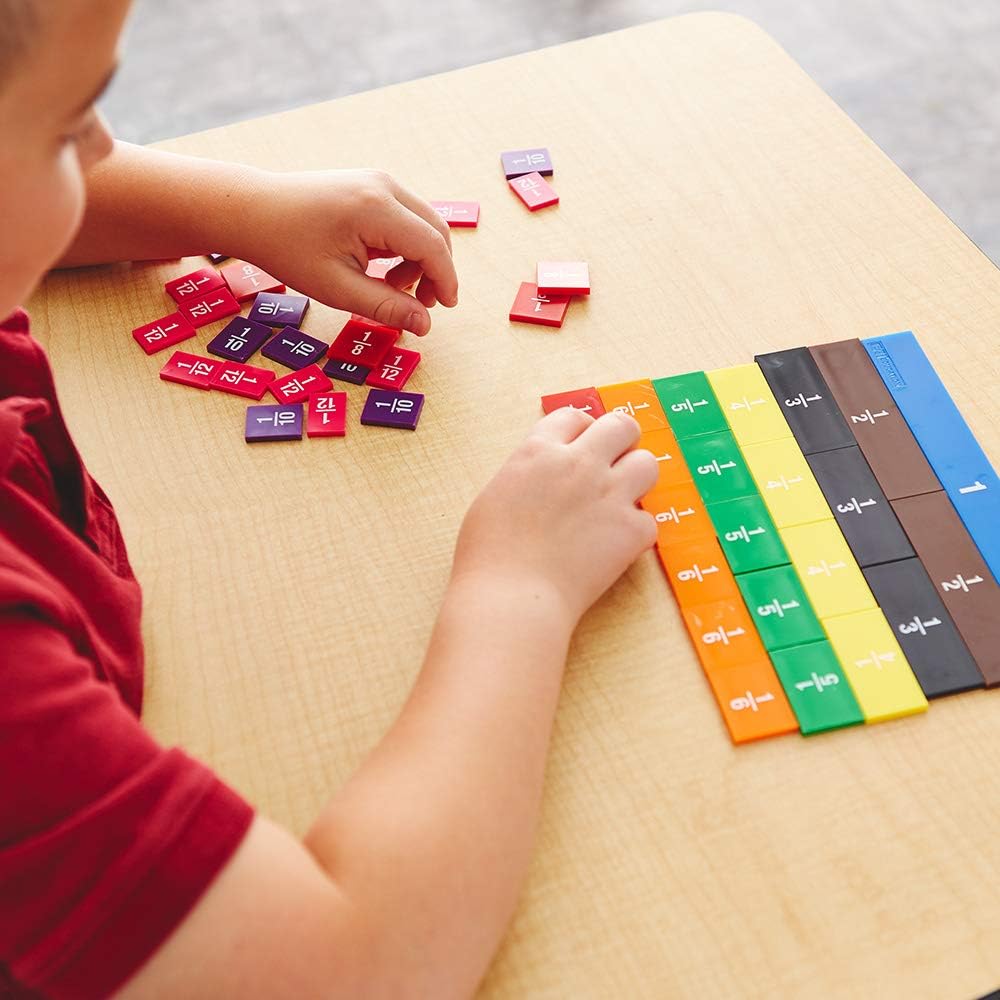 EAI Education Fraction Tiles Without Tray: Numbered - Set of 51