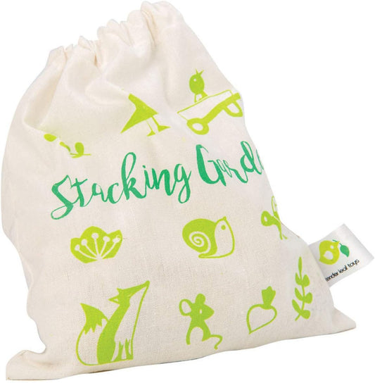 Tender Leaf Toys - Stacking Garden Friends - 14 Pcs Wooden Stacking & Balancing Toy & Educational Game with Free Travel Bag