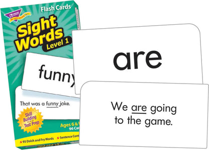 Trend Enterprises: Sight Words Level 1 Sill Drill Flash Cards, Dolch and Fry Words, Sentence Context, Great for Skill Building and Test Prep, 96 Cards Included, for Ages 6 and Up