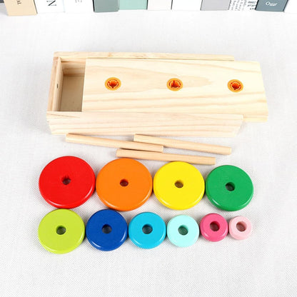 Montessori 10-Layer Rainbow Tower, Wooden Stacking Rings Toy for Toddlers